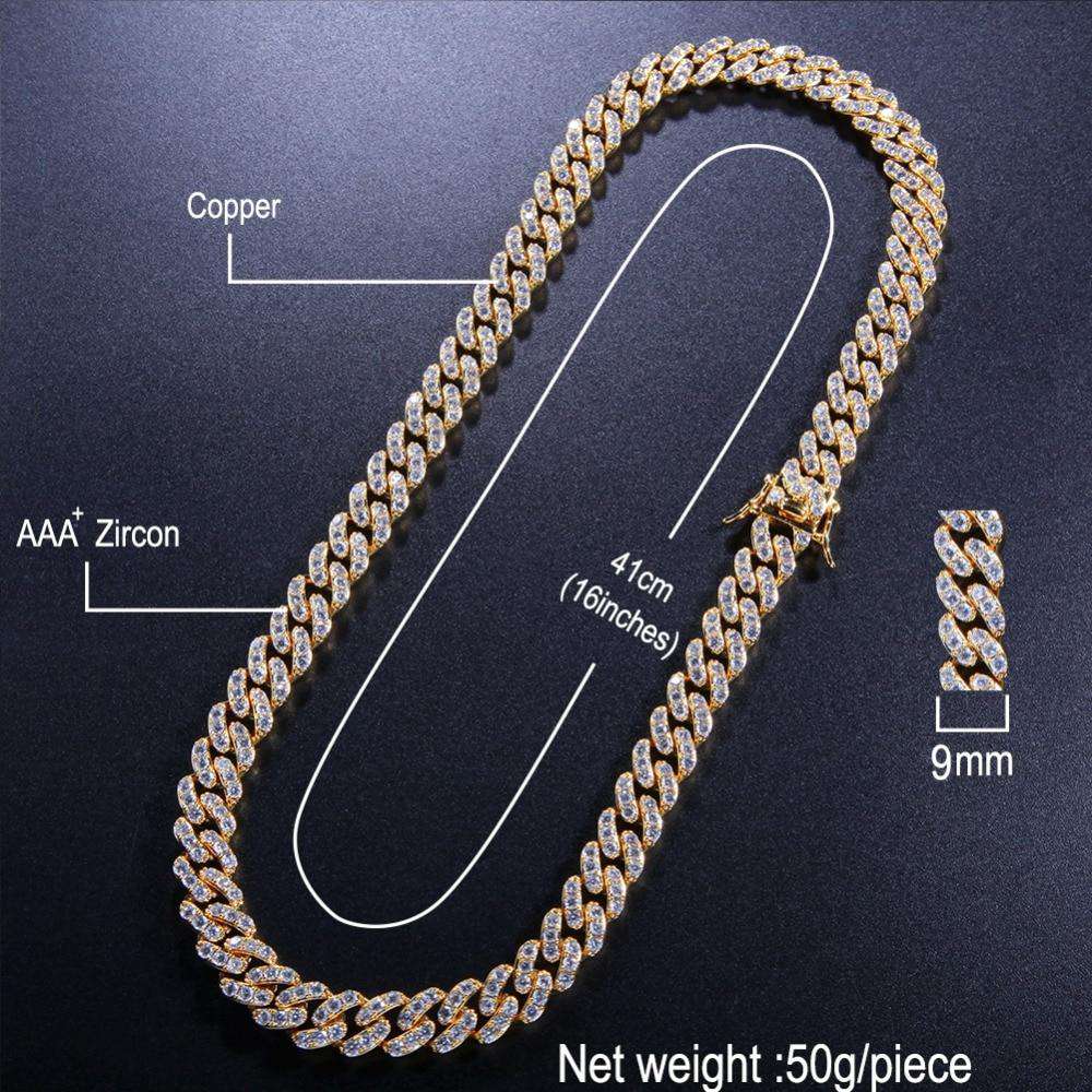 9mm Micro Pave Ultra Bling Women's Diamond Cuban Link Chain - Image 2
