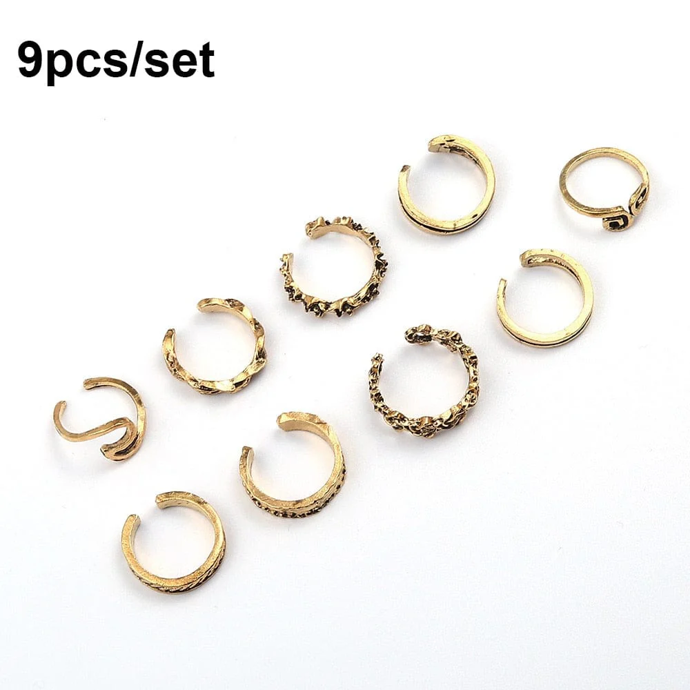 9pc Wave Patter Adjustable Toe Ring Set - Image 2