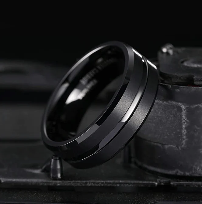 All Black Tungsten Carbide 8MM Style Band Ring - Image 3