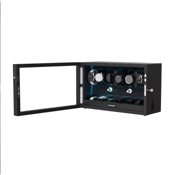 Aurora Blue Light 6+6 Watch Winder with Extra Storage and Quiet Motors - Image 4
