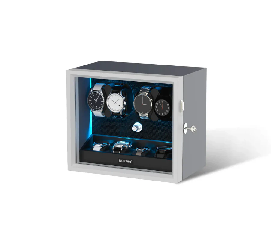 Aurora Blue Light 6+6 Watch Winder with Extra Storage and Quiet Motors - Image 5