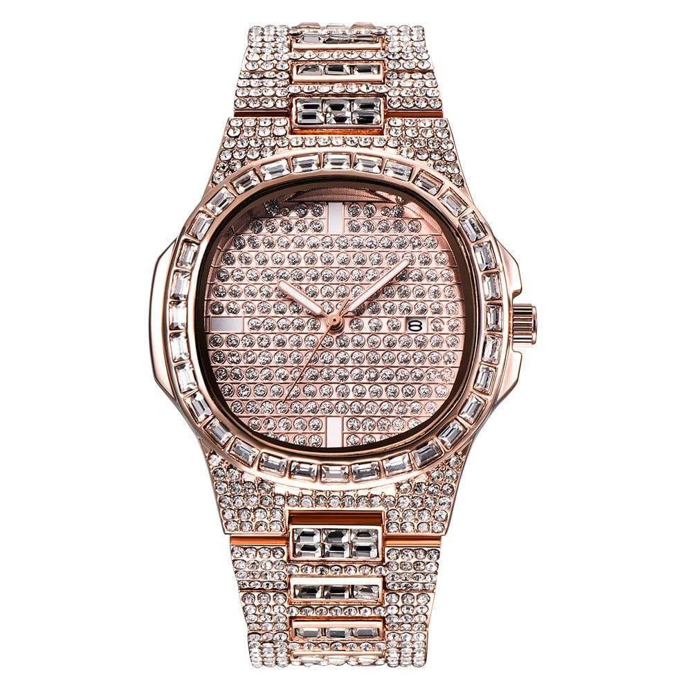 Rose Gold Iced Baguette Watch - Image 5