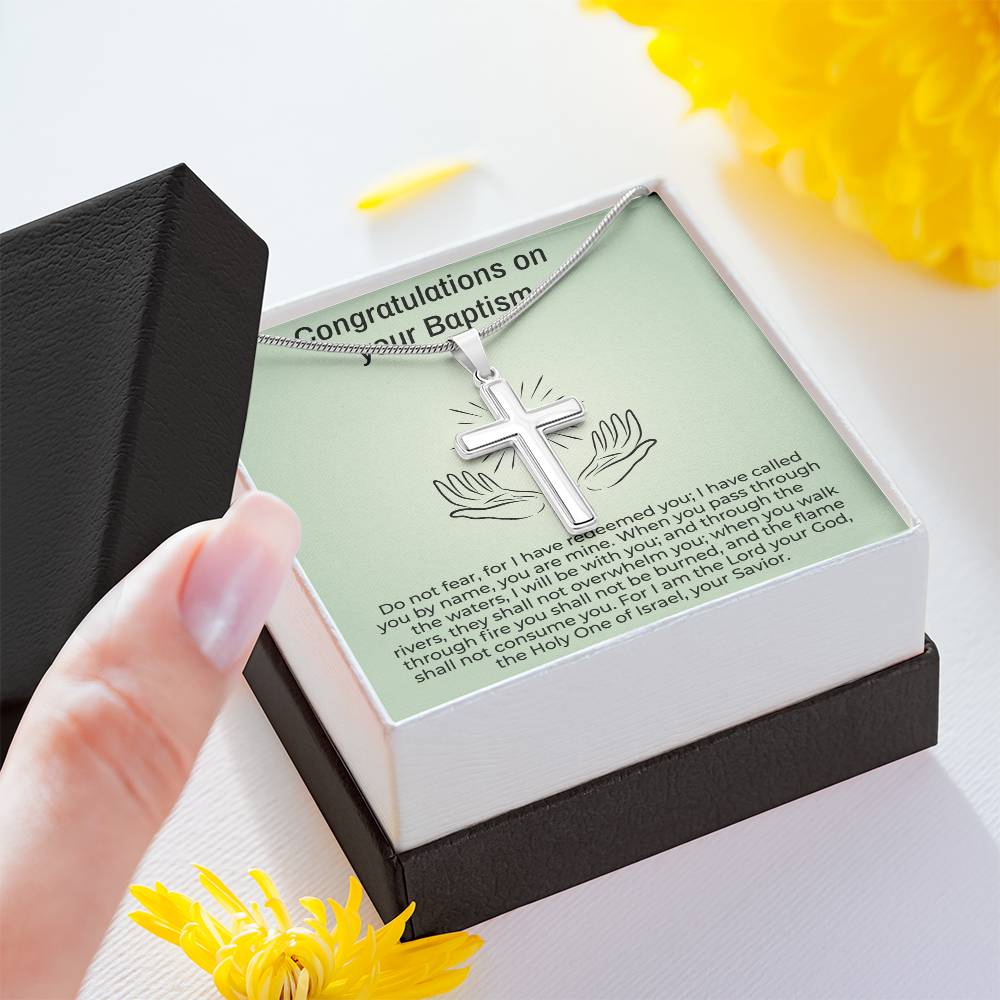 Baptism Gift Message Card Cross Necklace - Image 2