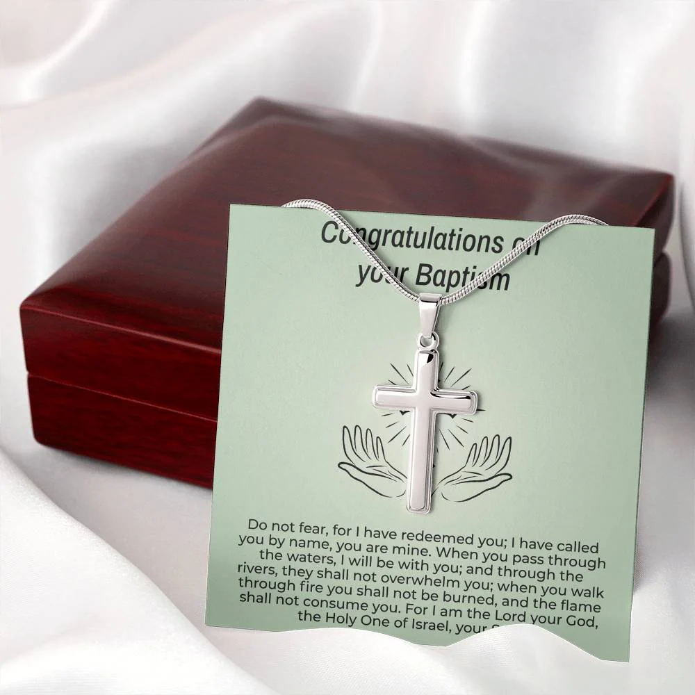 Baptism Gift Message Card Cross Necklace - Image 8