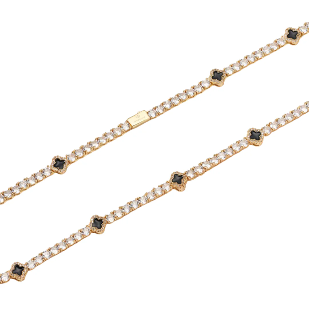 Black Clover Tennis Chain (Gold) - 4mm - Image 3