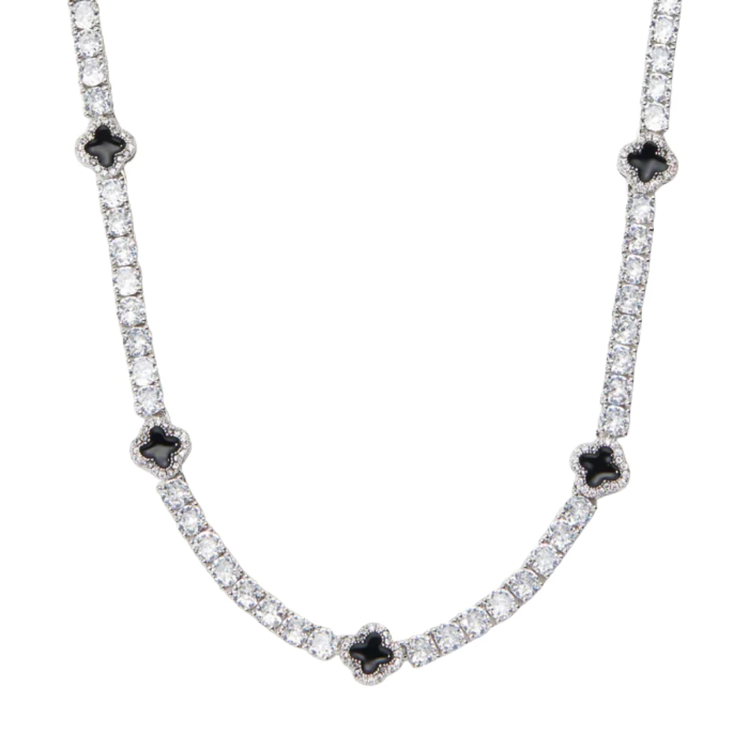 Black Clover Tennis Chain (Silver) - 4mm