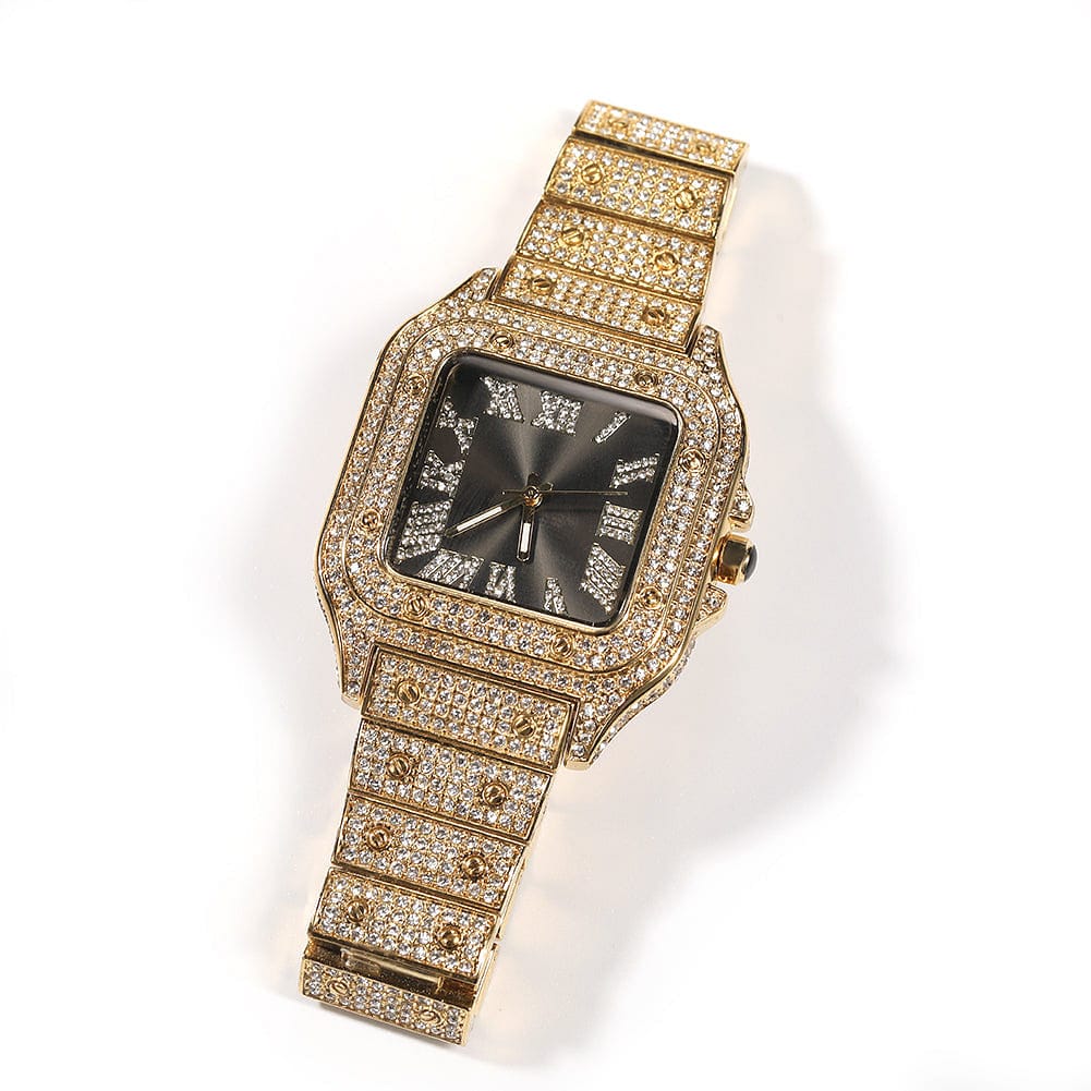Black Iced Square Roman Watch - Image 3