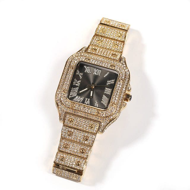 Black Iced Square Roman Watch - Image 4