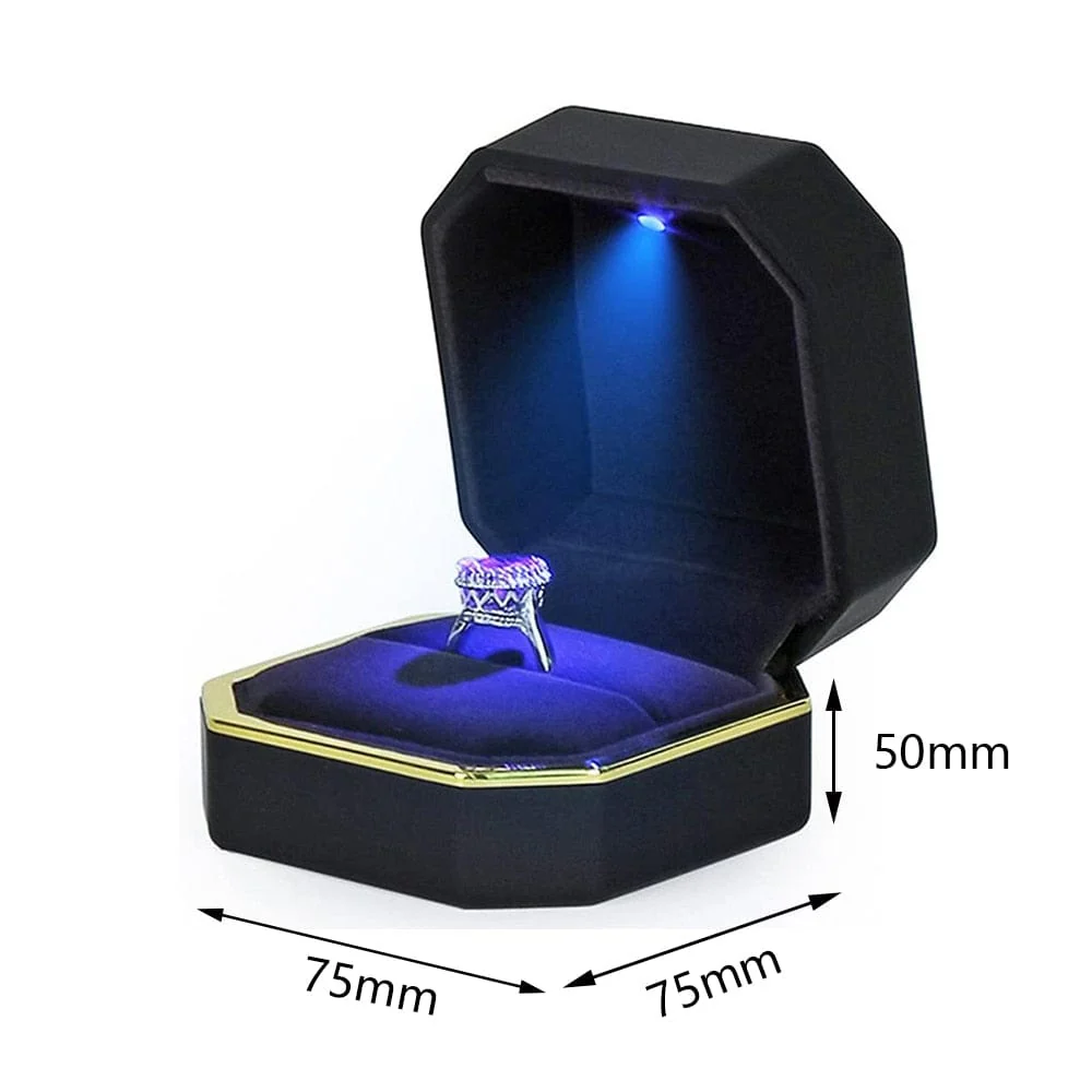 Black LED Jewelry Ring Box - Image 3