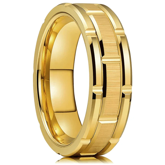 Black/Silver/Black 8MM Tungsten Carbide Band Ring - Image 2