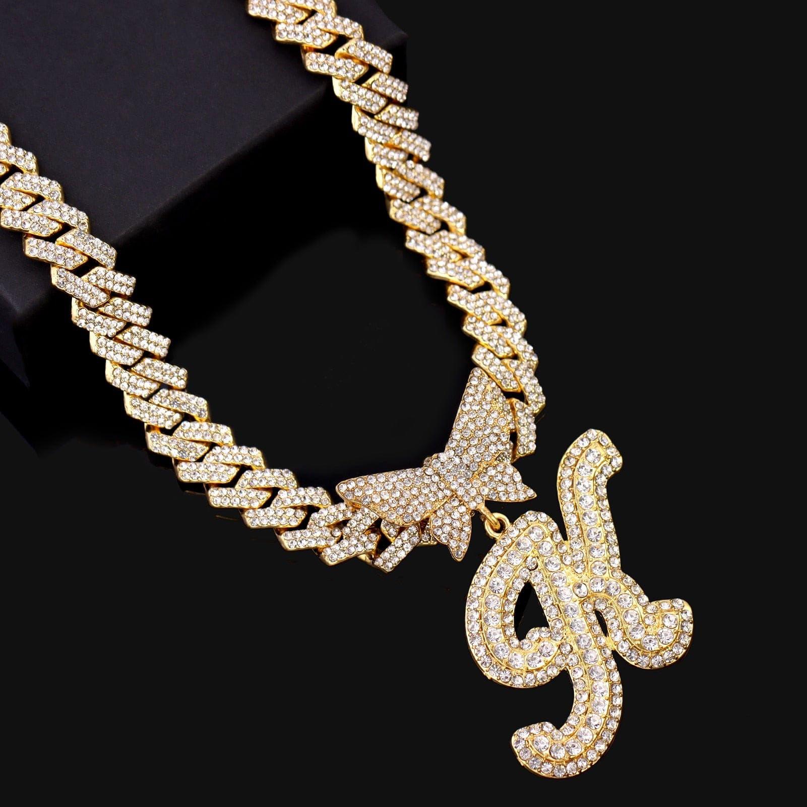 Bling Butterfly Letter Cuban Link Chain - Image 10