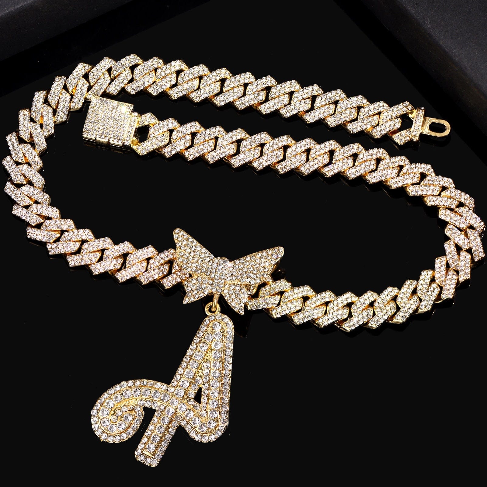 Bling Butterfly Letter Cuban Link Chain - Image 11