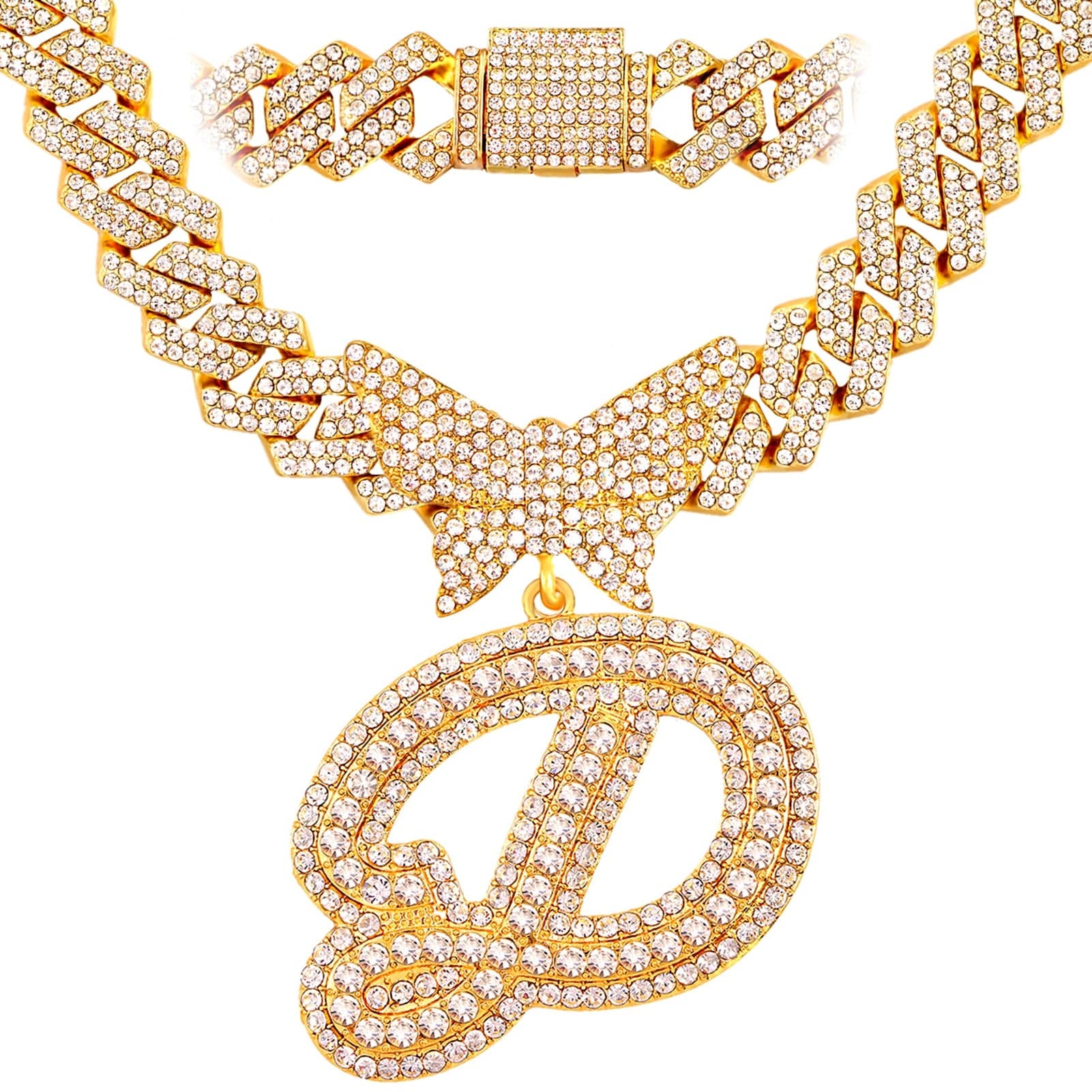 Bling Butterfly Letter Cuban Link Chain - Image 17