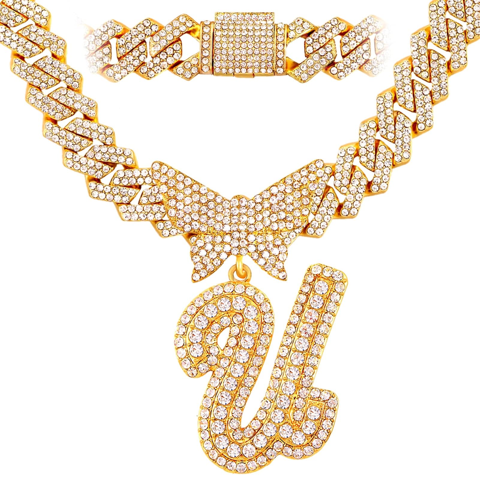 Bling Butterfly Letter Cuban Link Chain - Image 18
