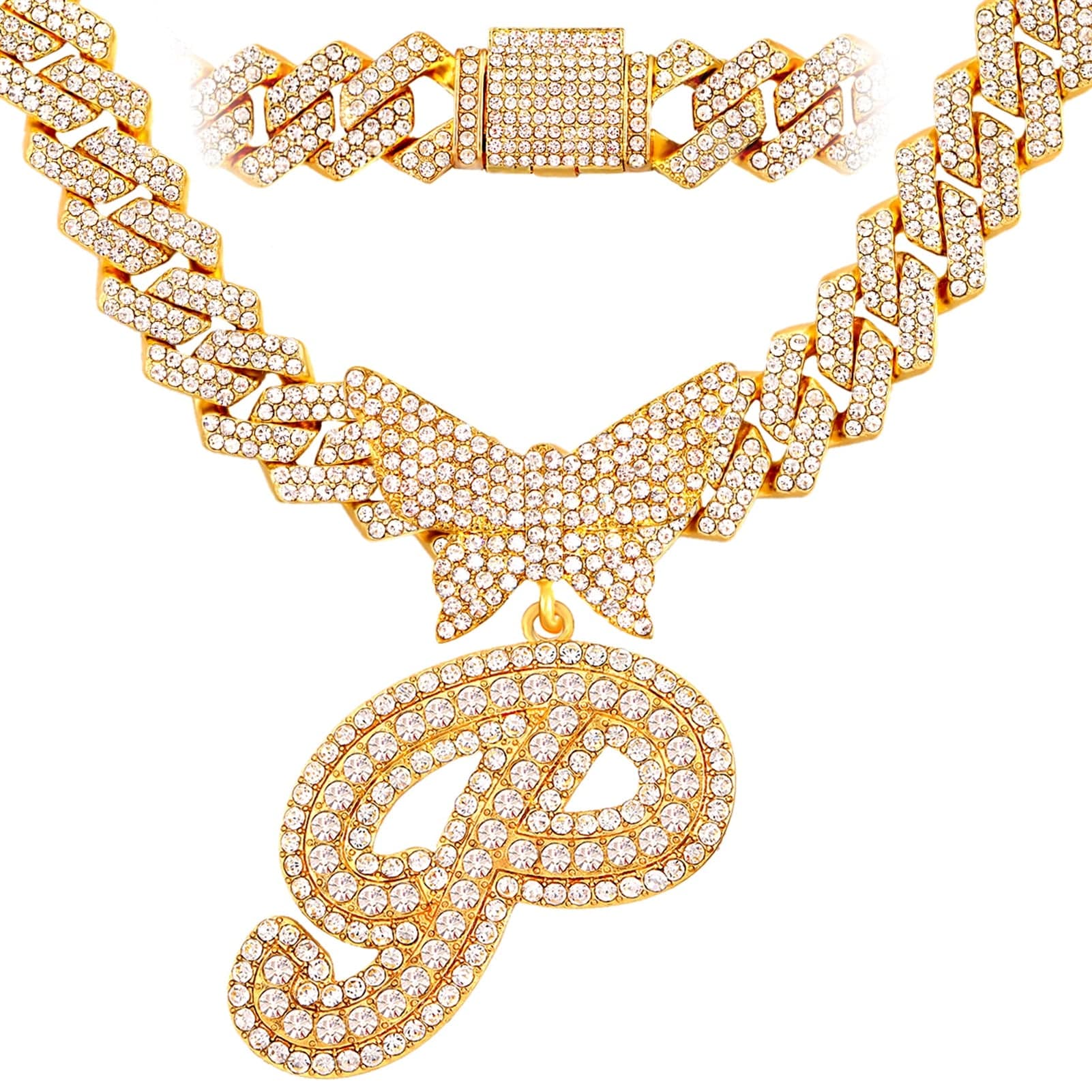 Bling Butterfly Letter Cuban Link Chain - Image 19