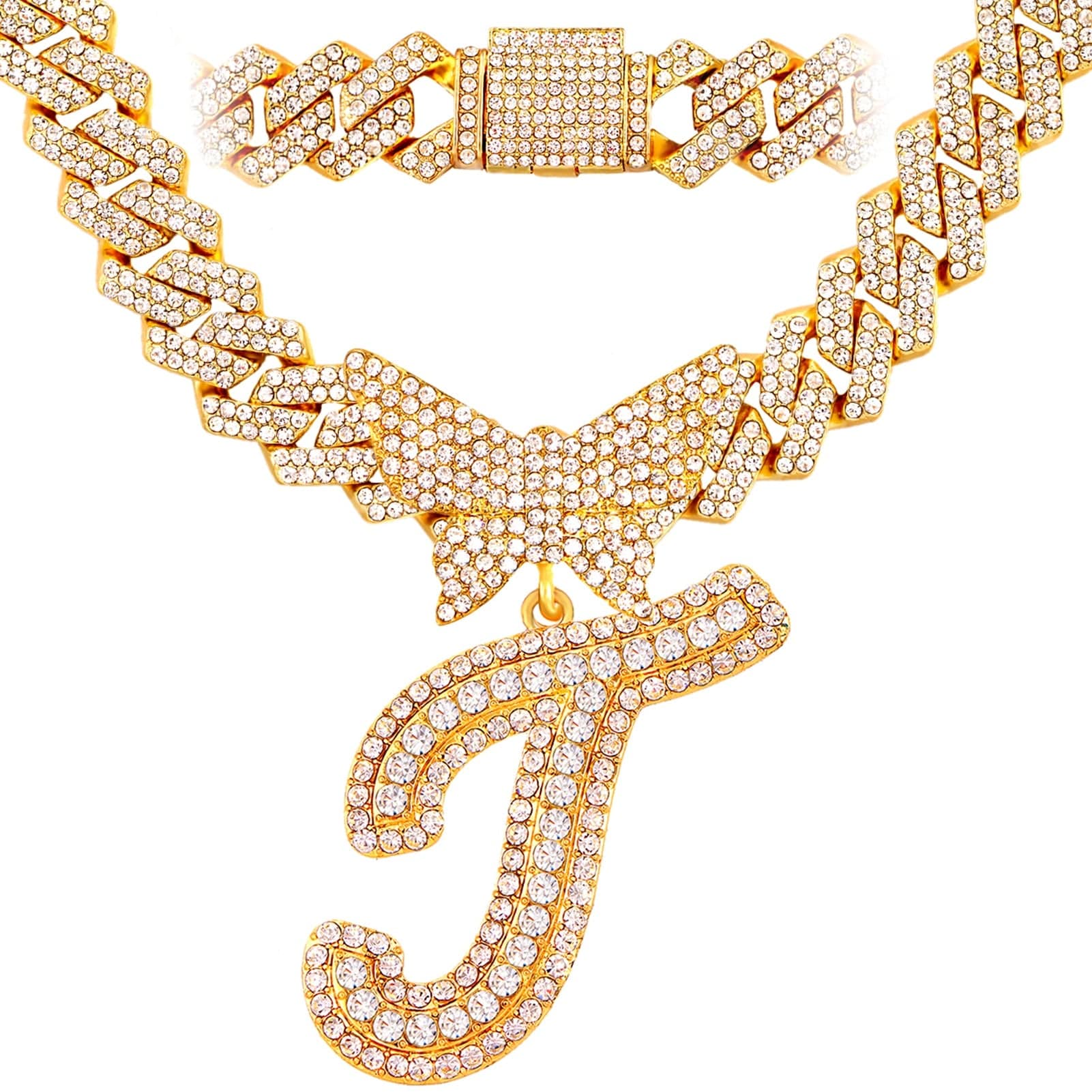 Bling Butterfly Letter Cuban Link Chain - Image 20