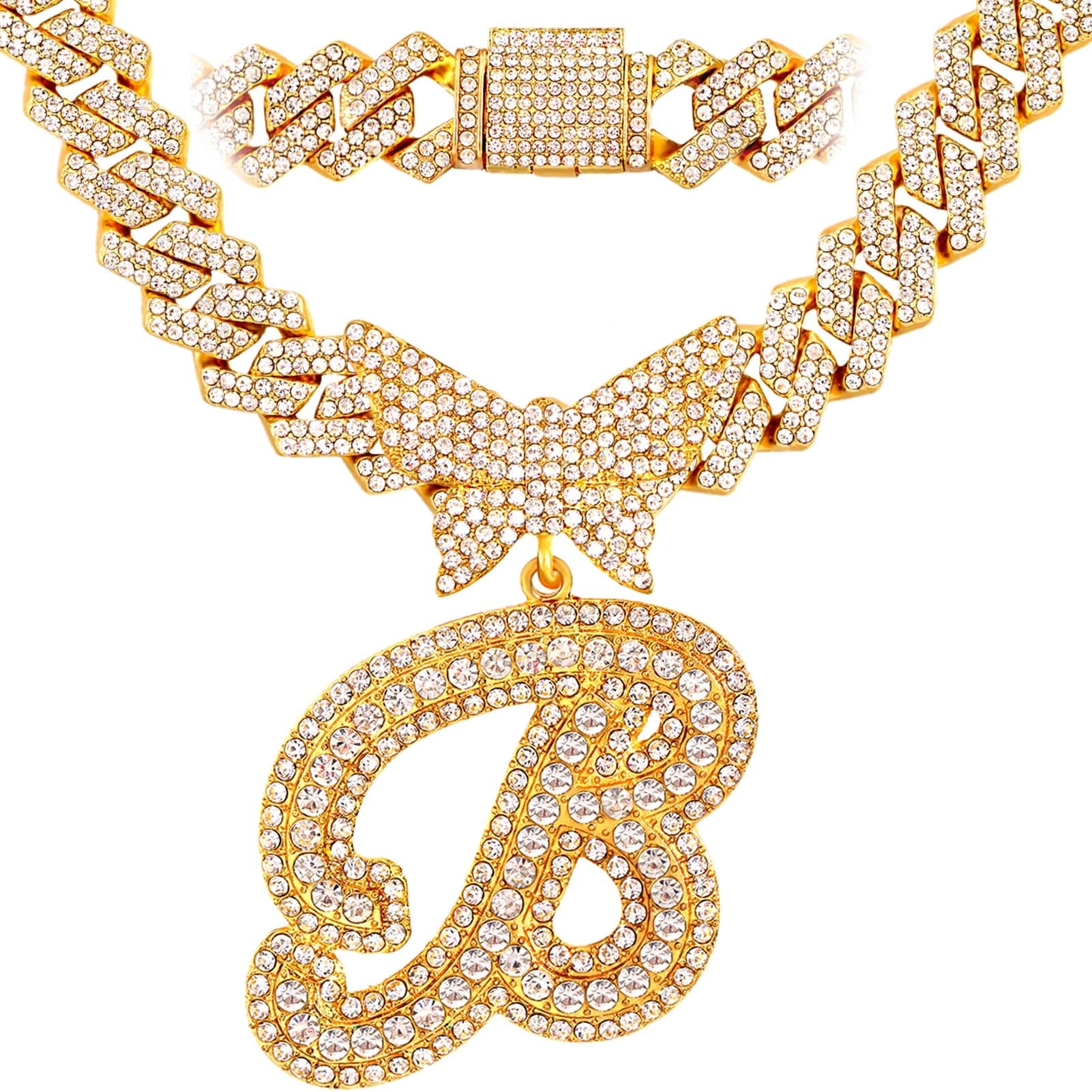 Bling Butterfly Letter Cuban Link Chain - Image 21