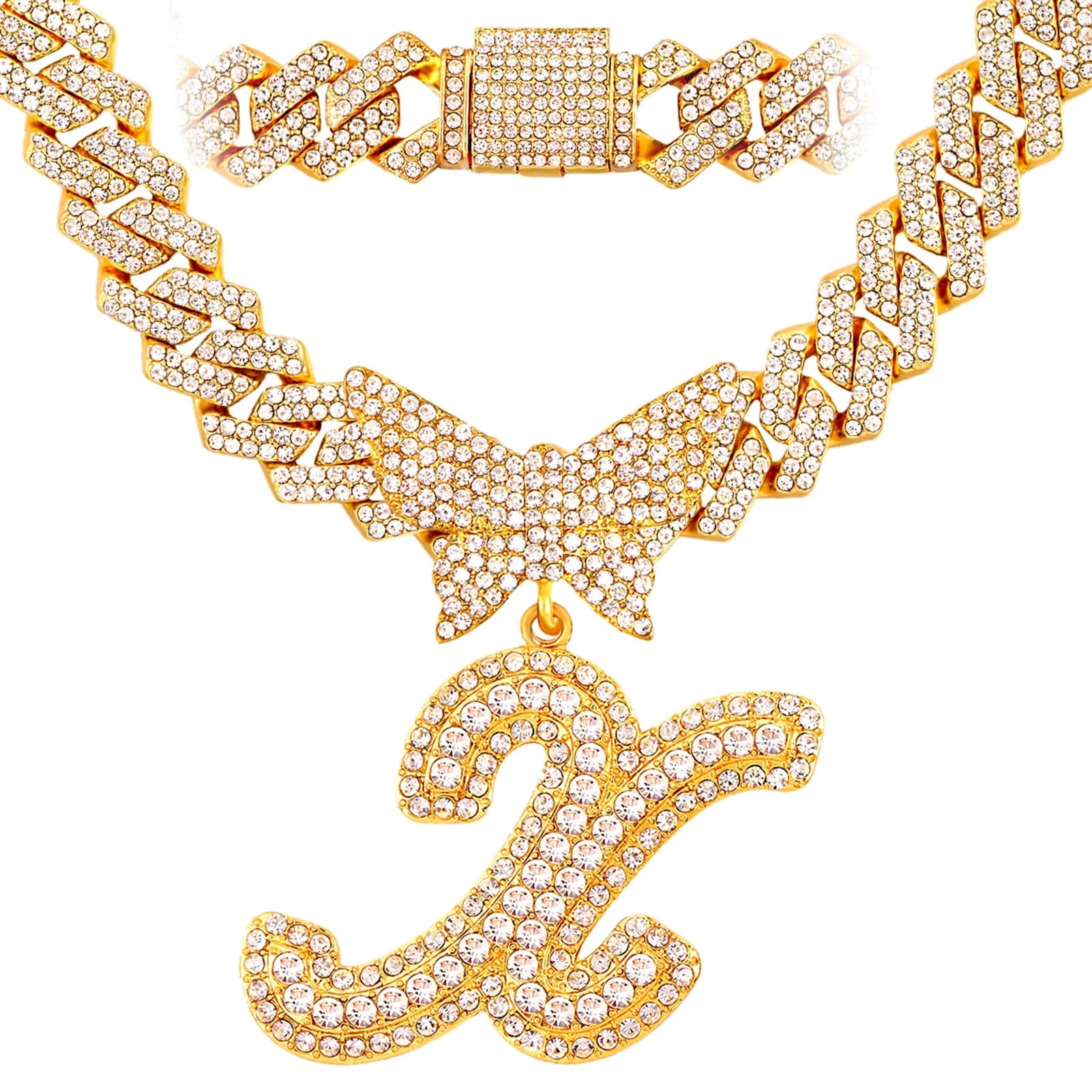 Bling Butterfly Letter Cuban Link Chain - Image 22