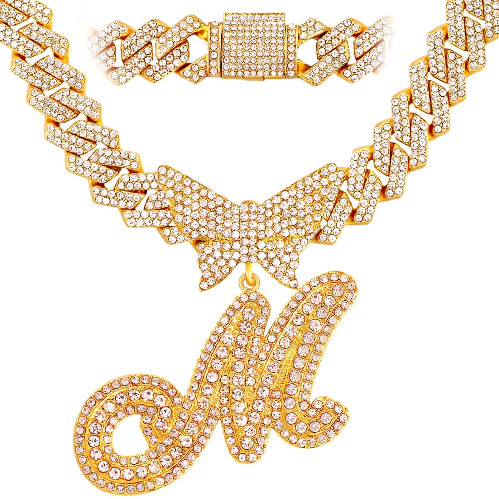 Bling Butterfly Letter Cuban Link Chain - Image 25