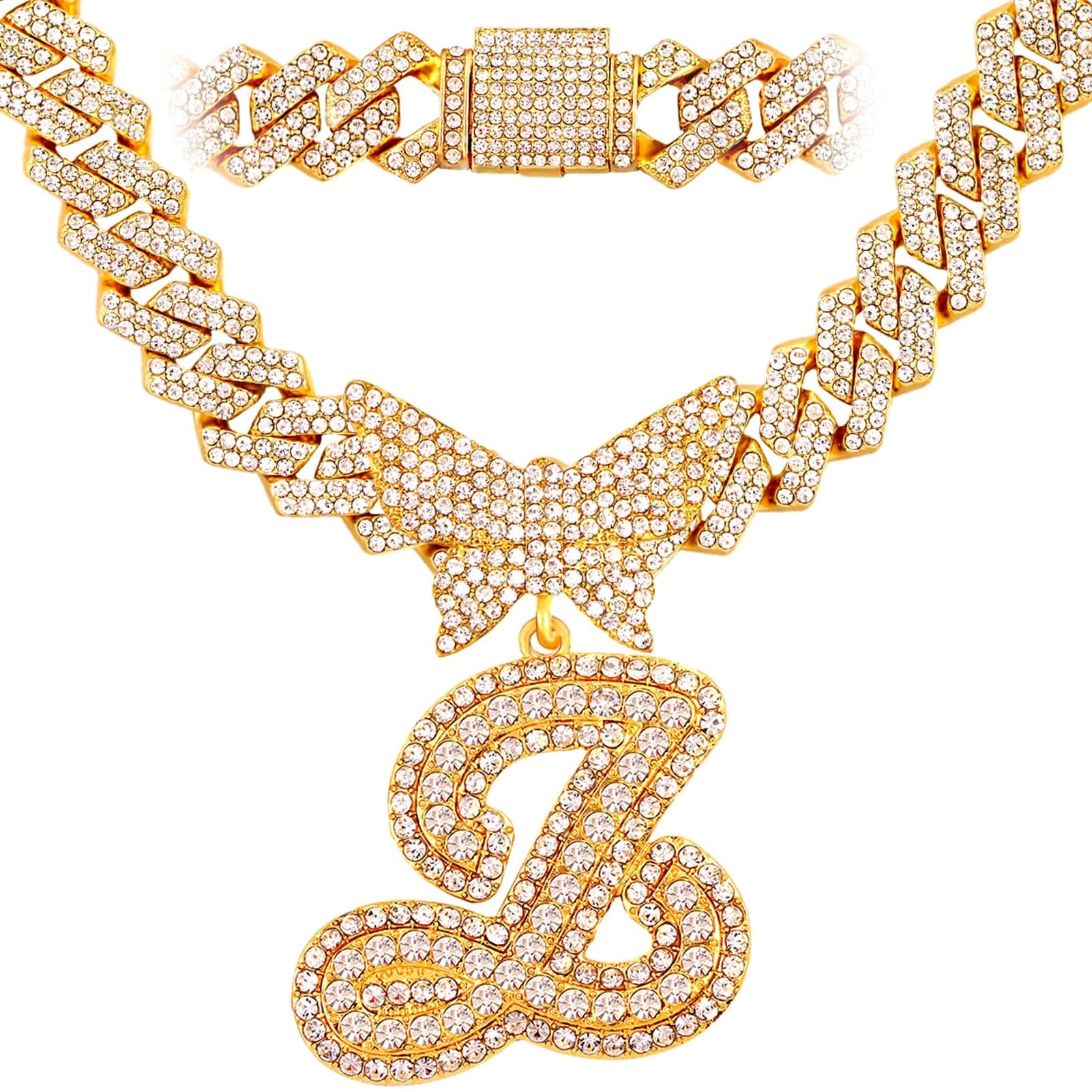 Bling Butterfly Letter Cuban Link Chain - Image 26