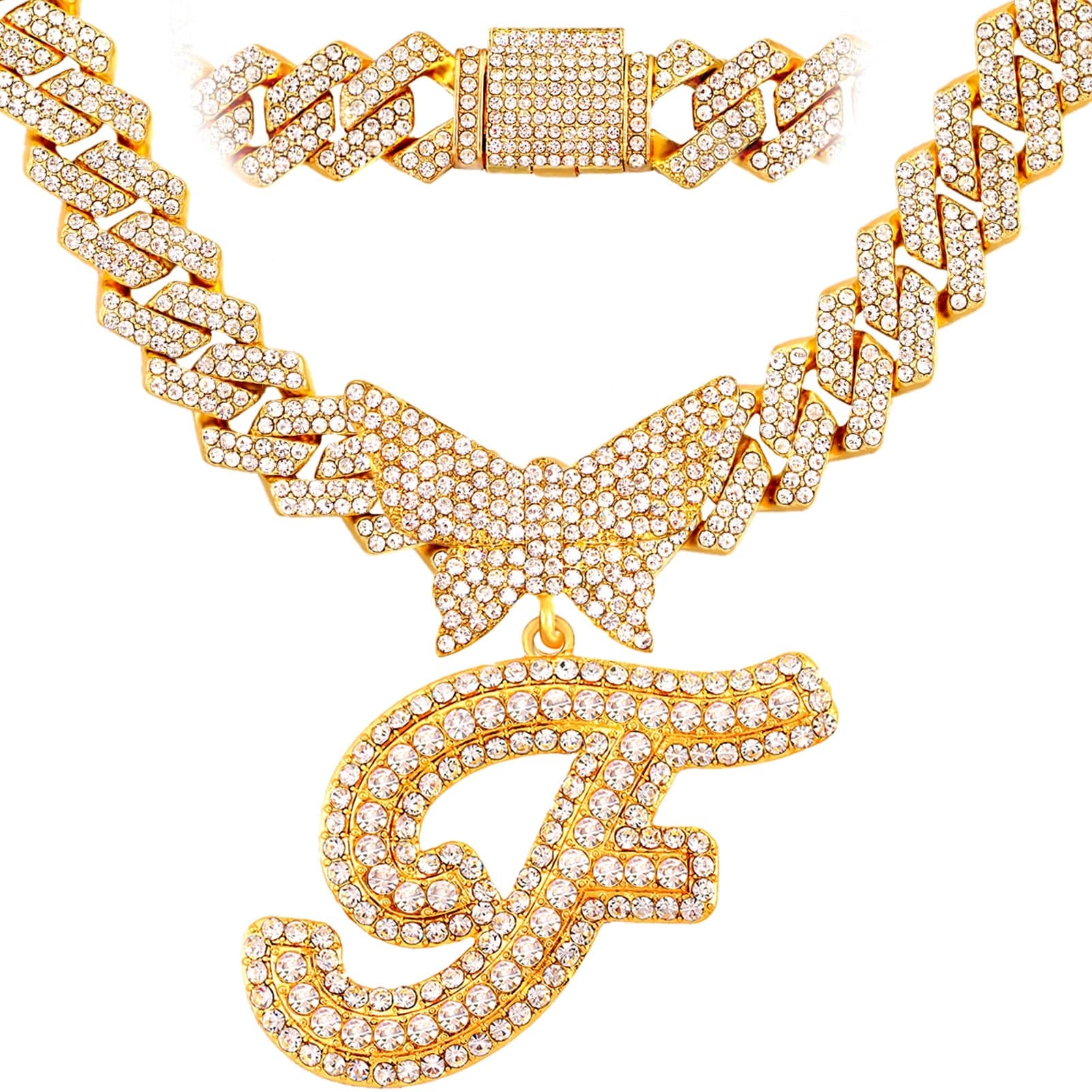 Bling Butterfly Letter Cuban Link Chain - Image 27