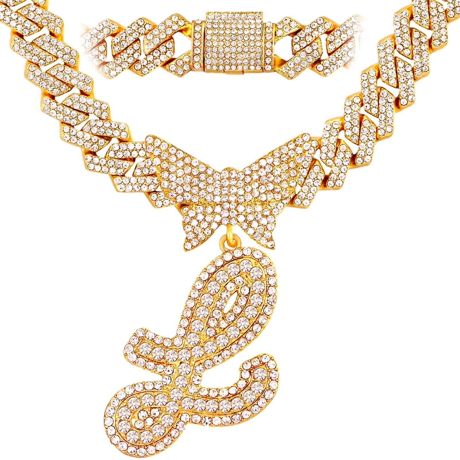 Bling Butterfly Letter Cuban Link Chain - Image 28