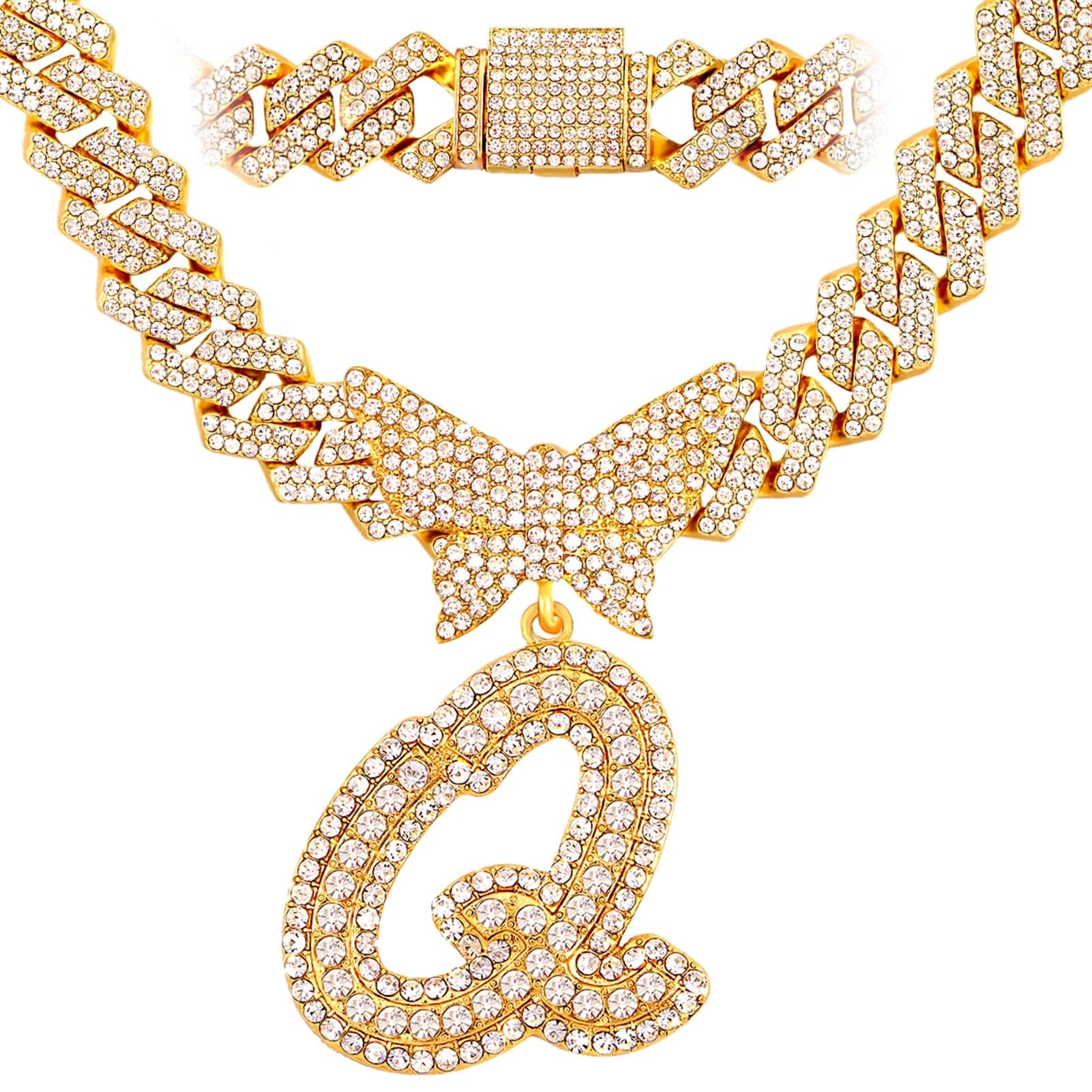 Bling Butterfly Letter Cuban Link Chain - Image 29