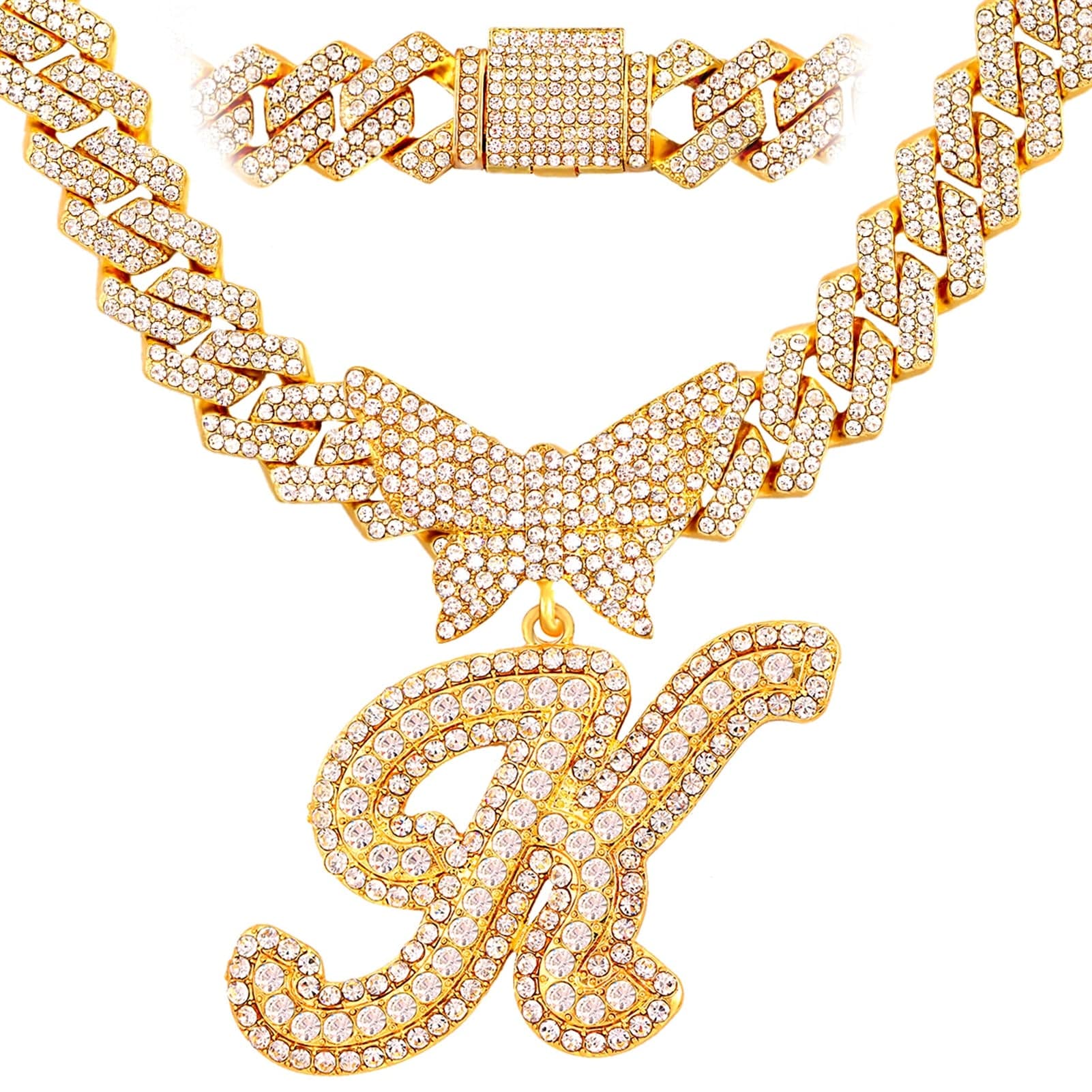 Bling Butterfly Letter Cuban Link Chain - Image 31