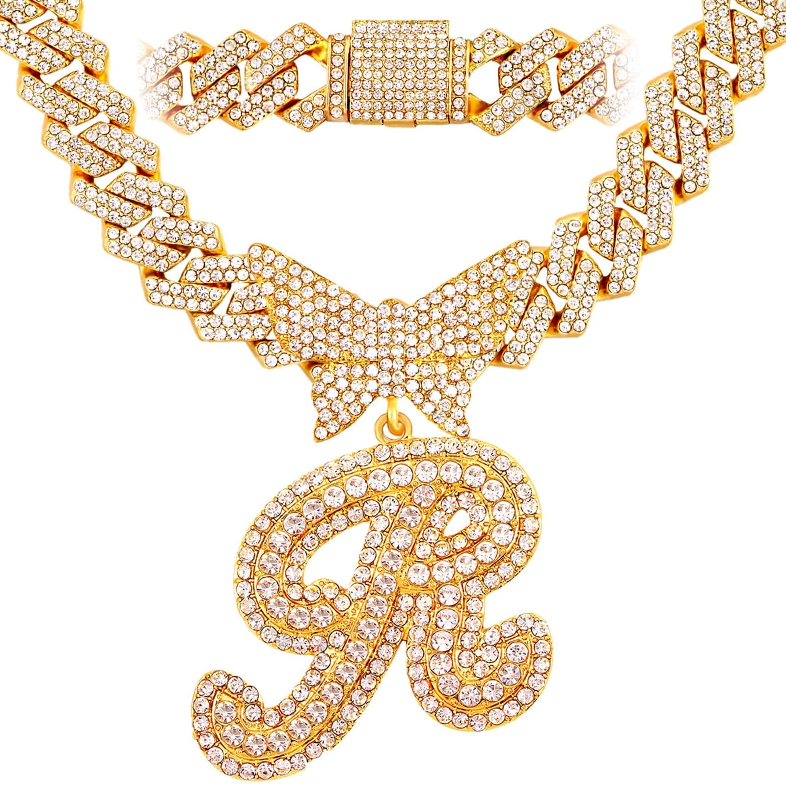 Bling Butterfly Letter Cuban Link Chain - Image 33