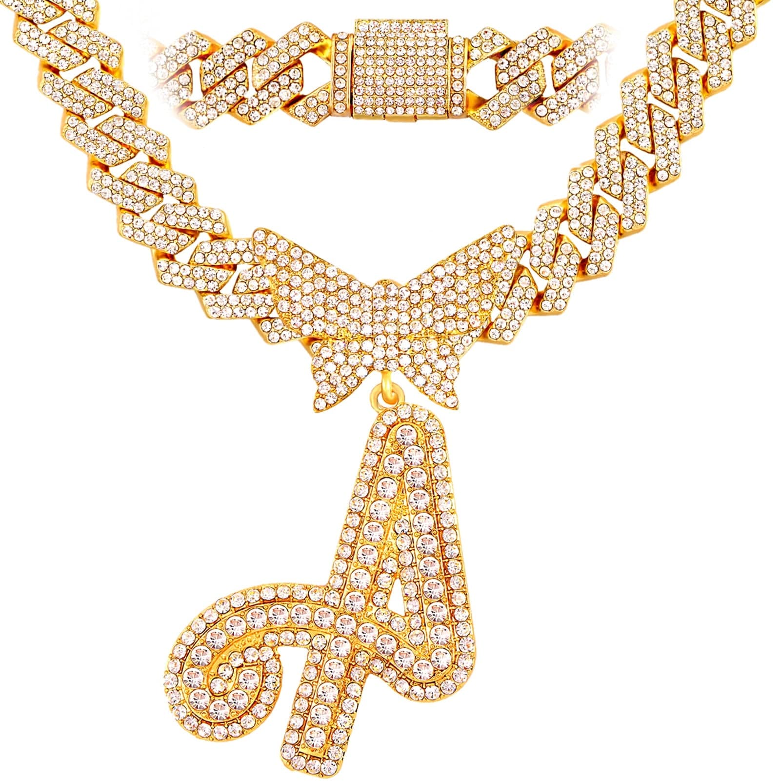 Bling Butterfly Letter Cuban Link Chain - Image 35