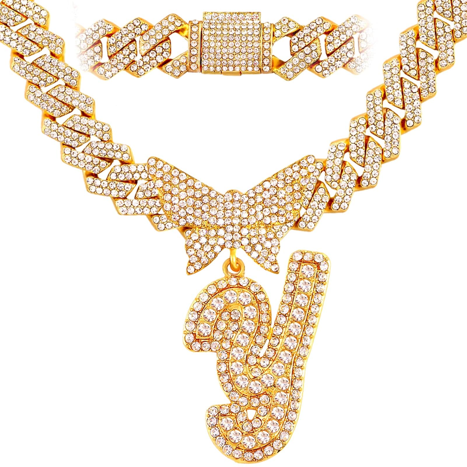 Bling Butterfly Letter Cuban Link Chain - Image 37