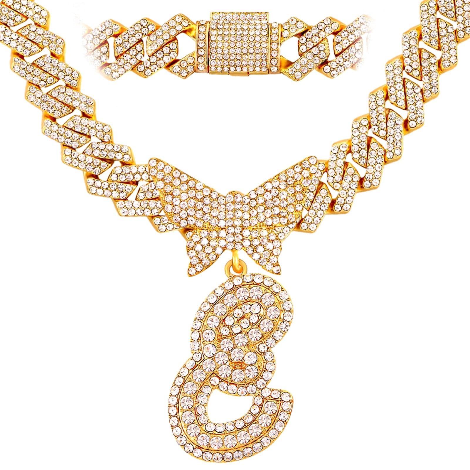 Bling Butterfly Letter Cuban Link Chain - Image 38
