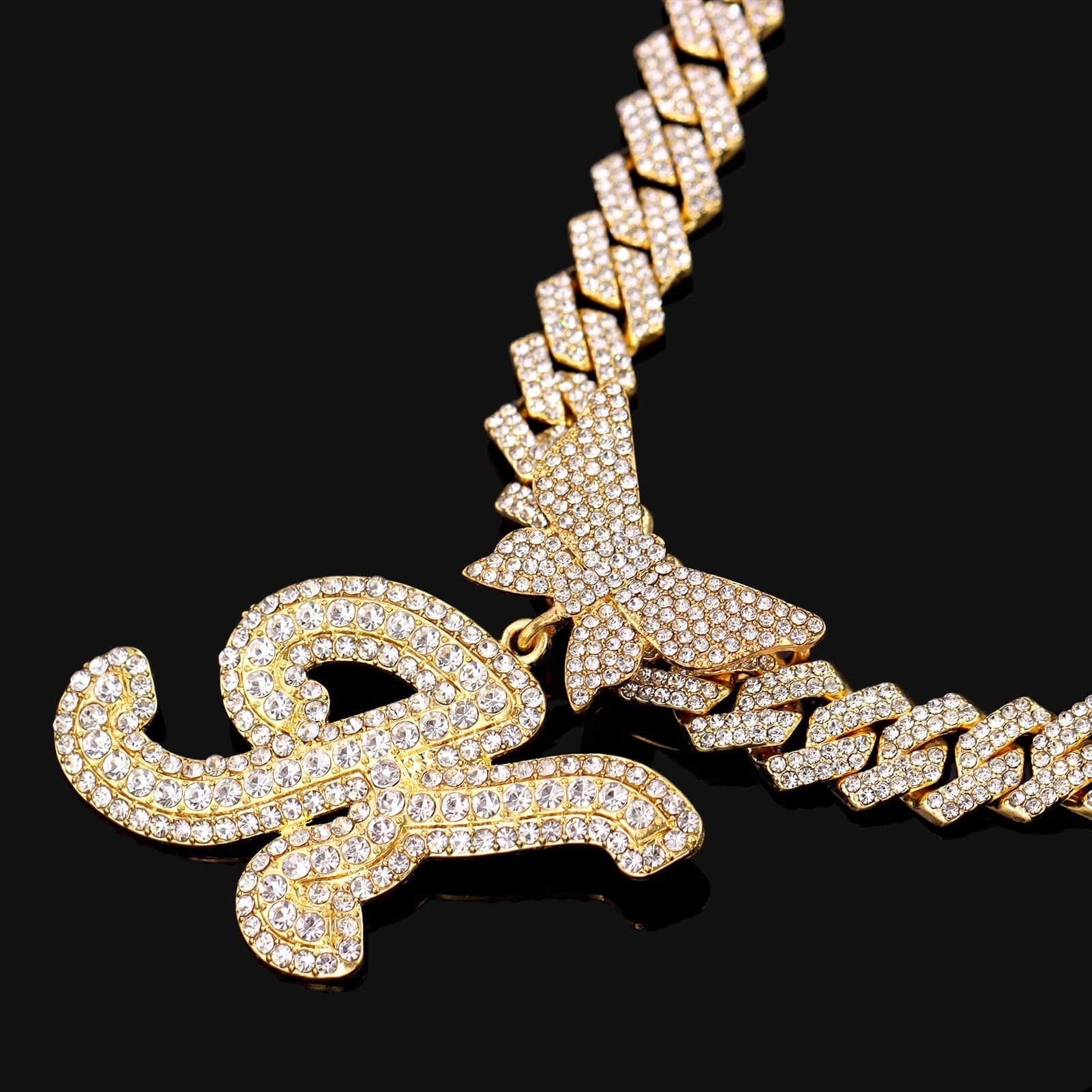Bling Butterfly Letter Cuban Link Chain - Image 39