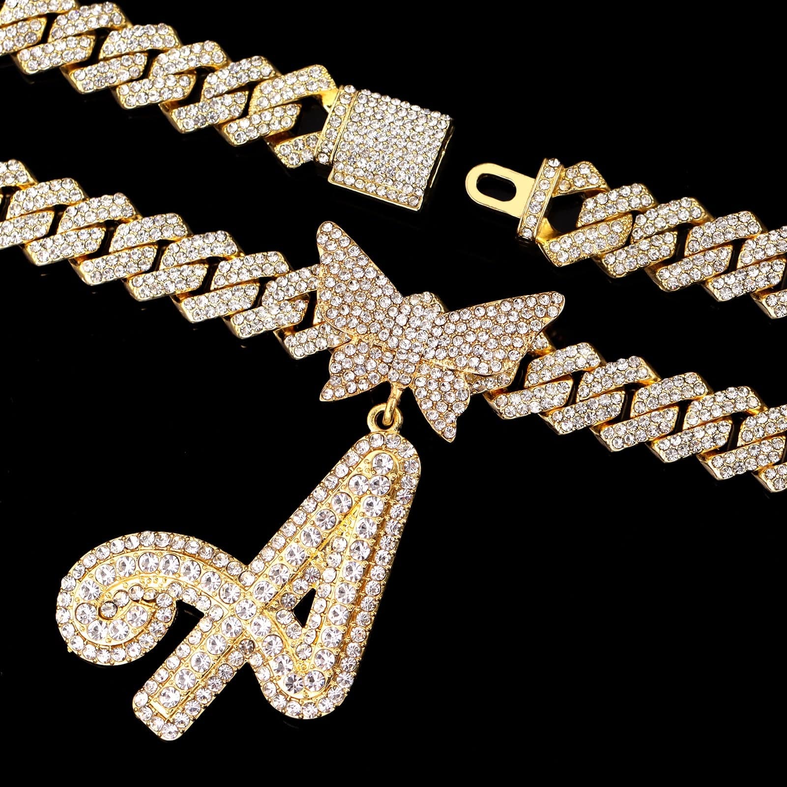 Bling Butterfly Letter Cuban Link Chain - Image 7