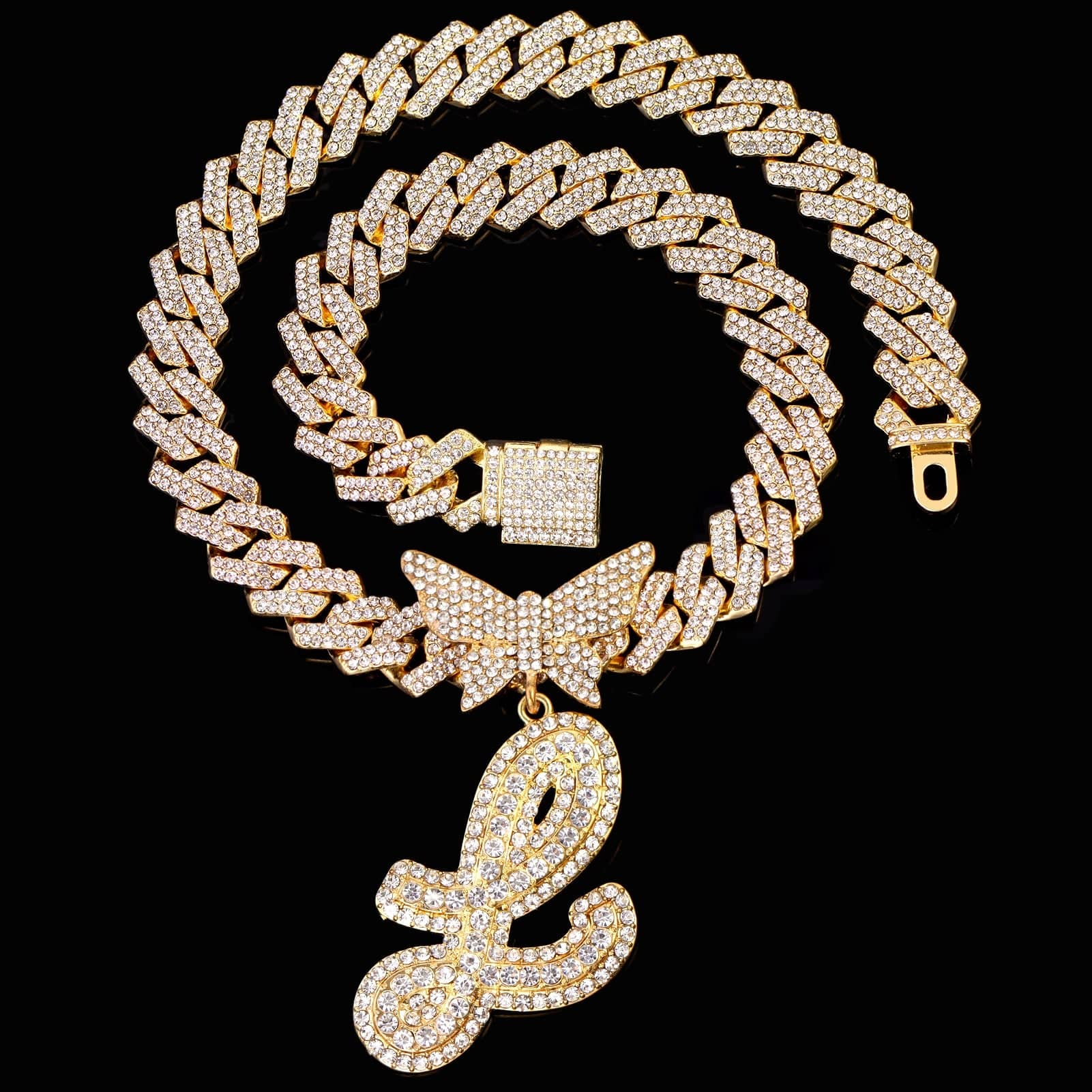 Bling Butterfly Letter Cuban Link Chain - Image 8