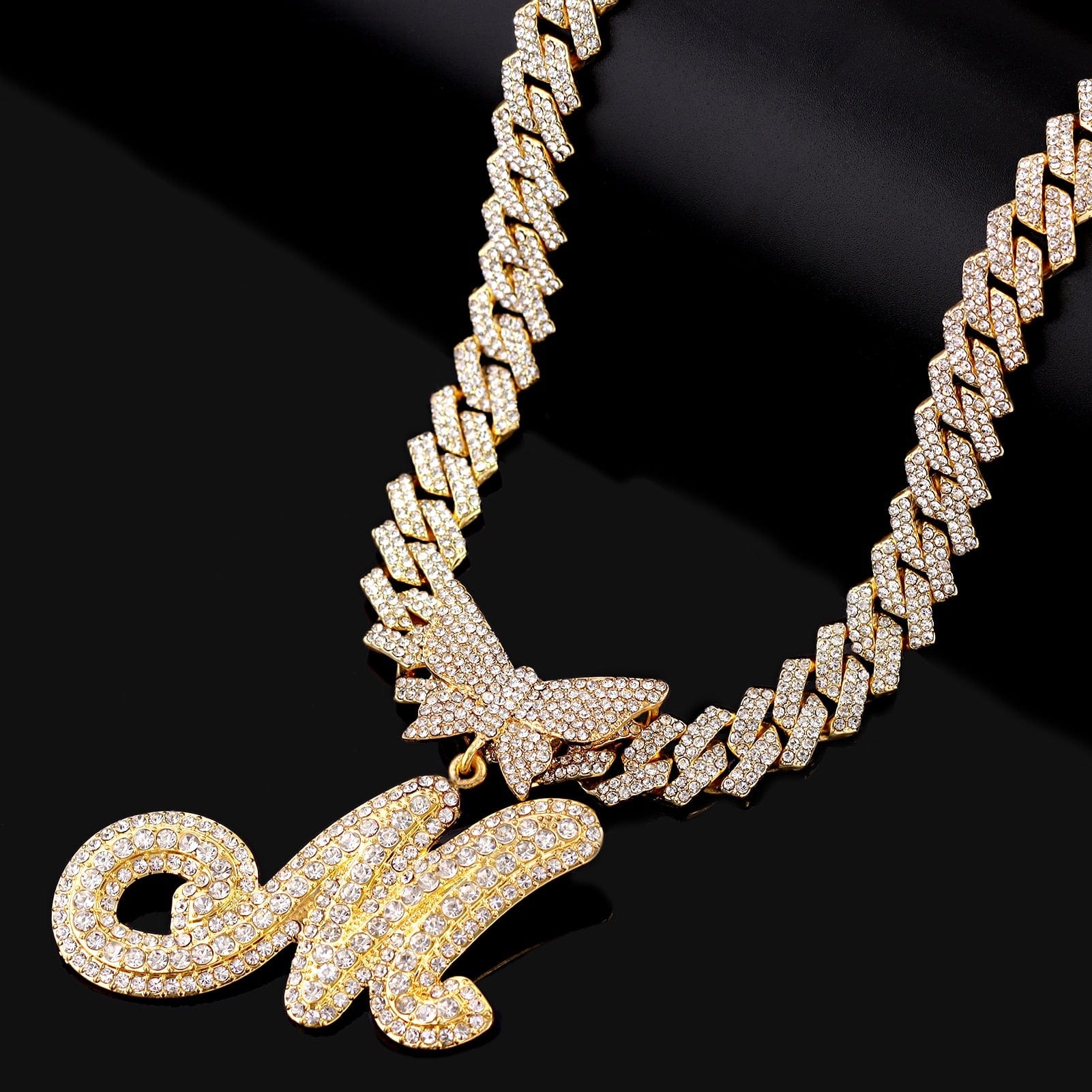 Bling Butterfly Letter Cuban Link Chain - Image 9
