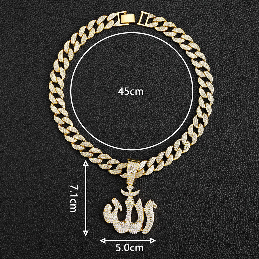 Allah Iced Out Cuban Pendant Necklace - Image 5