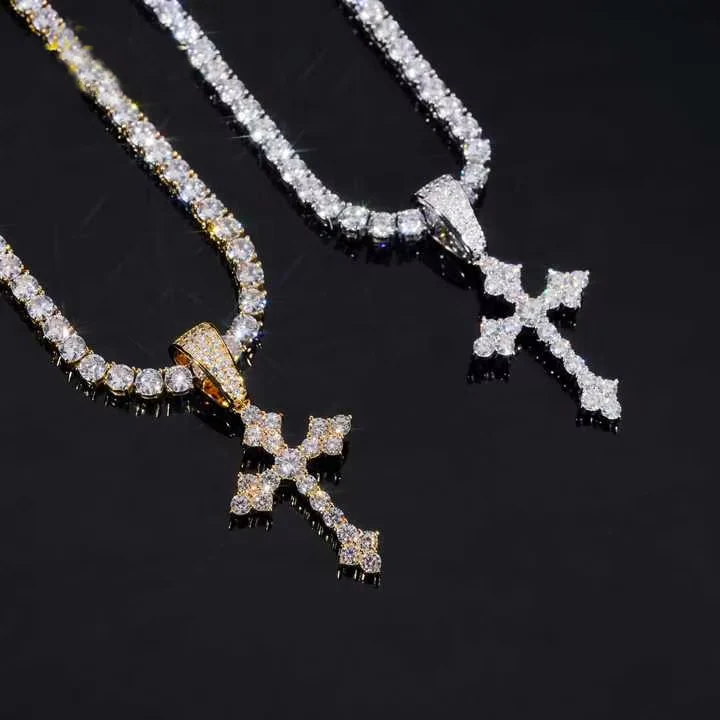 Budded Cross Moissanite Pendant - Image 2
