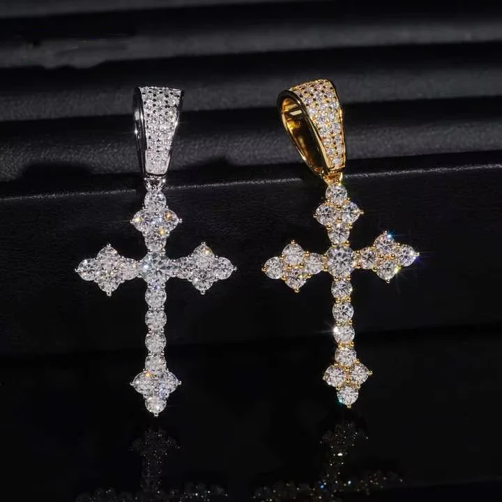 Budded Cross Moissanite Pendant - Image 3