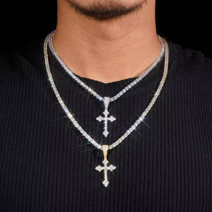 Budded Cross Moissanite Pendant - Image 4