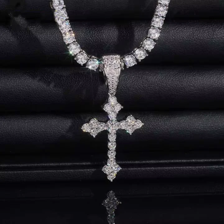 Budded Cross Moissanite Pendant - Image 5