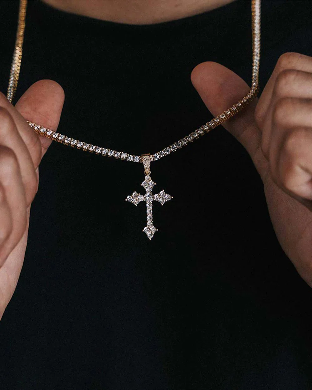 Budded Cross Moissanite Pendant - Image 6