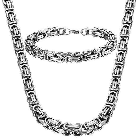 Byzantine Stainless Steel Chain & FREE Byzantine Bracelet - Image 4