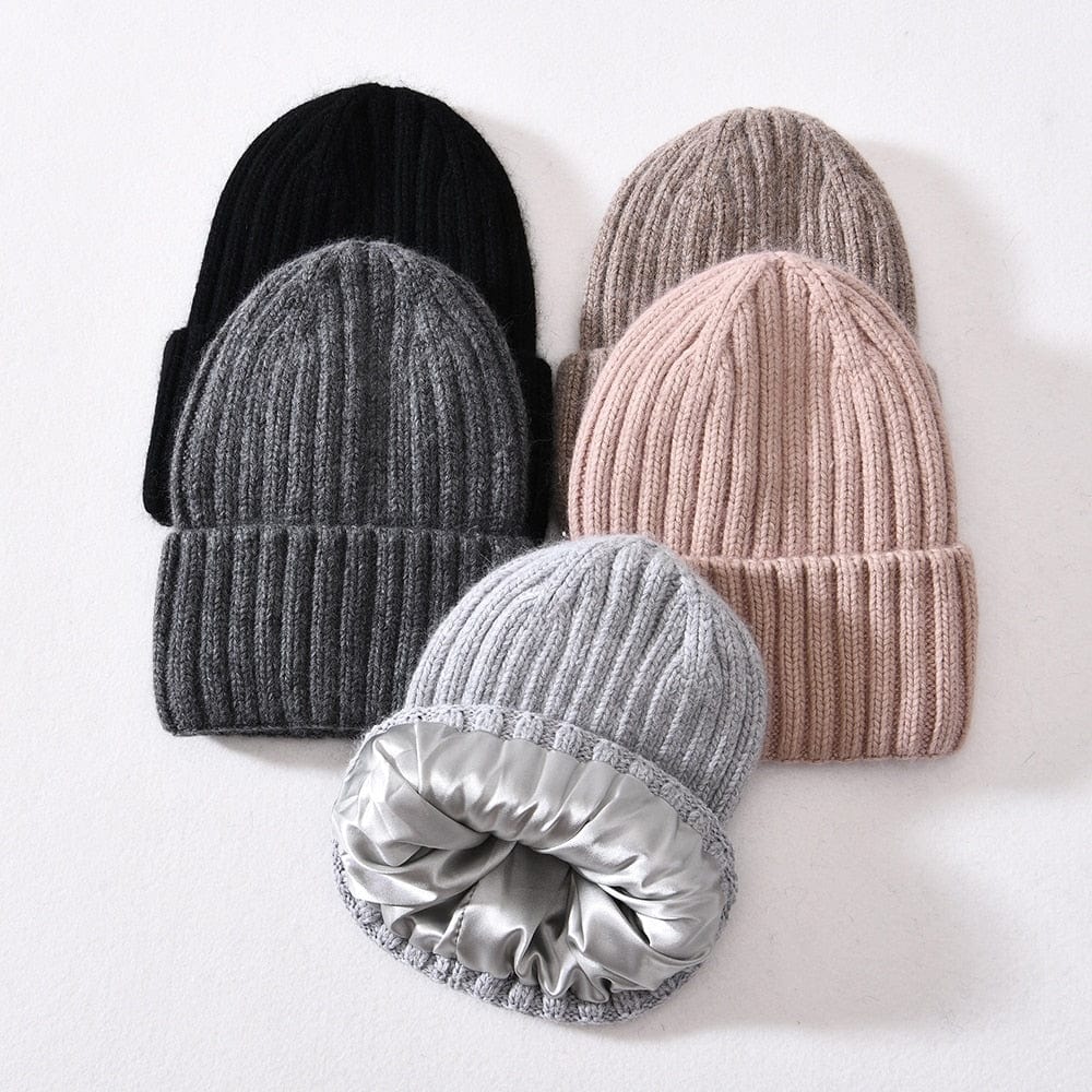 Chunky Silk Satin Lined Knitted Beanie - Image 16