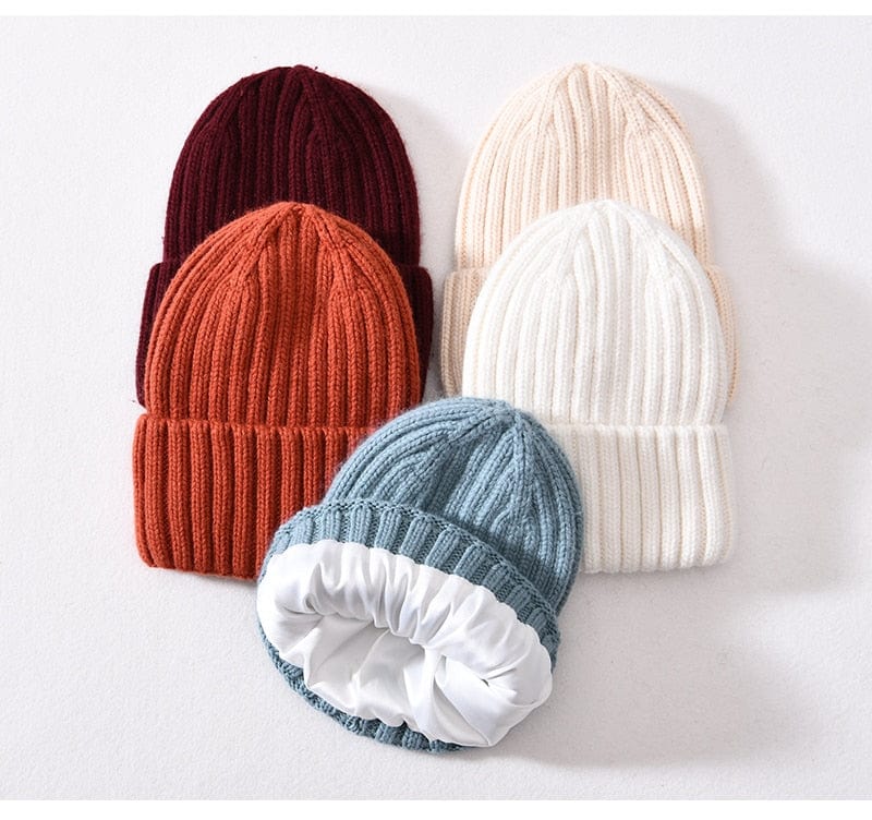 Chunky Silk Satin Lined Knitted Beanie - Image 18