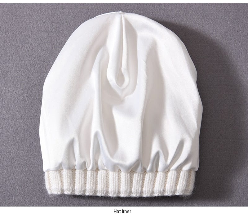 Chunky Silk Satin Lined Knitted Beanie - Image 22