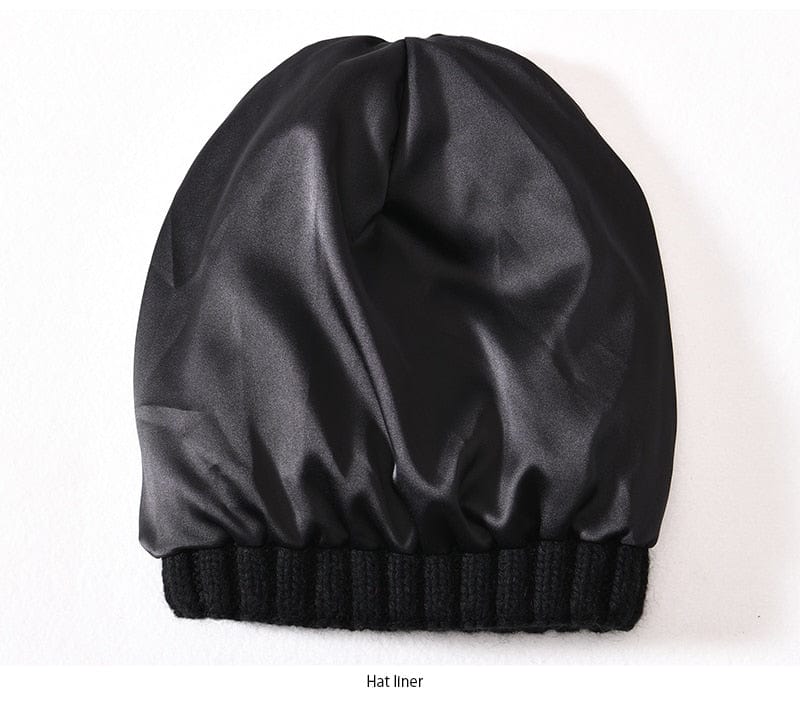 Chunky Silk Satin Lined Knitted Beanie - Image 25