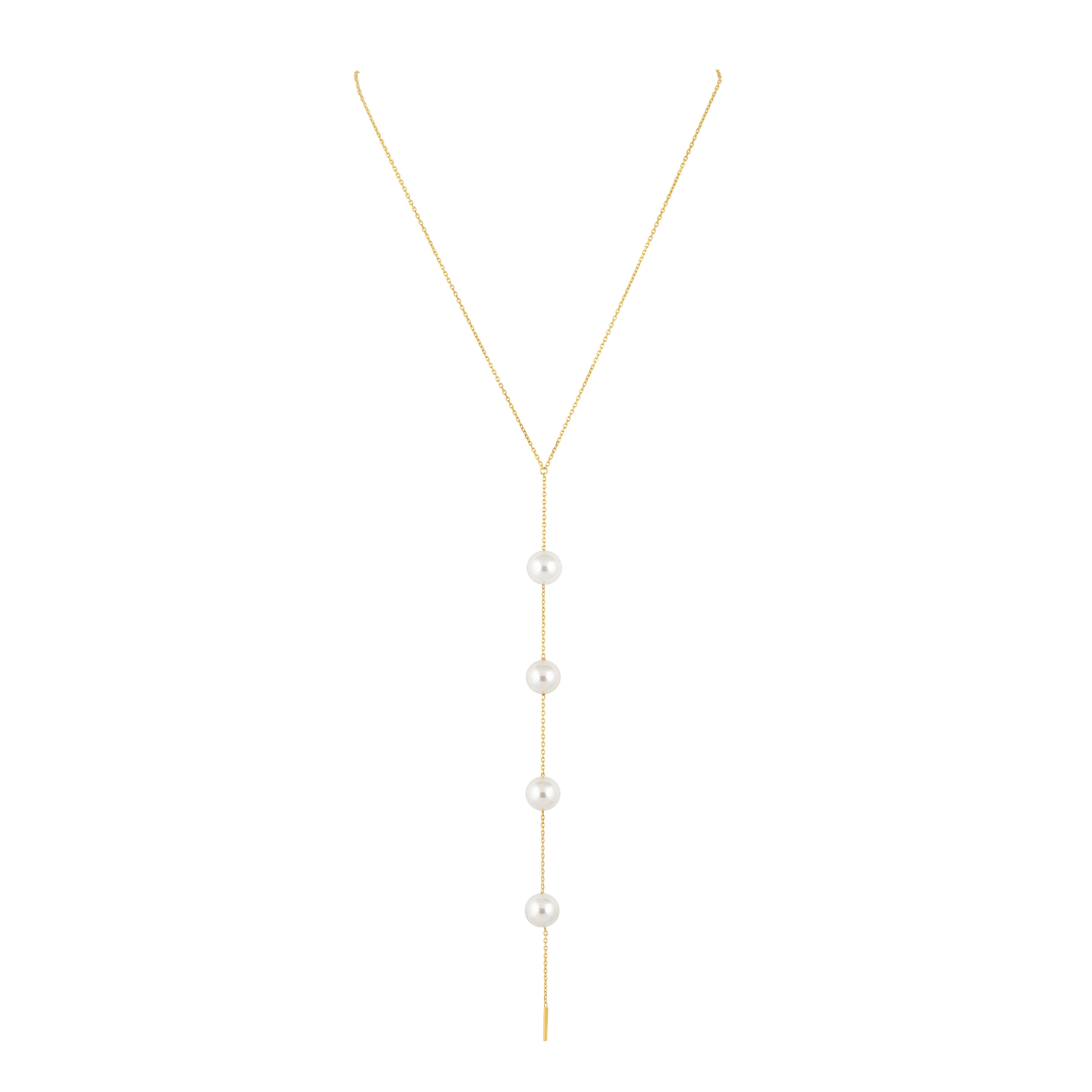 Celeste Pearl Lariat Statement Necklace - Image 4