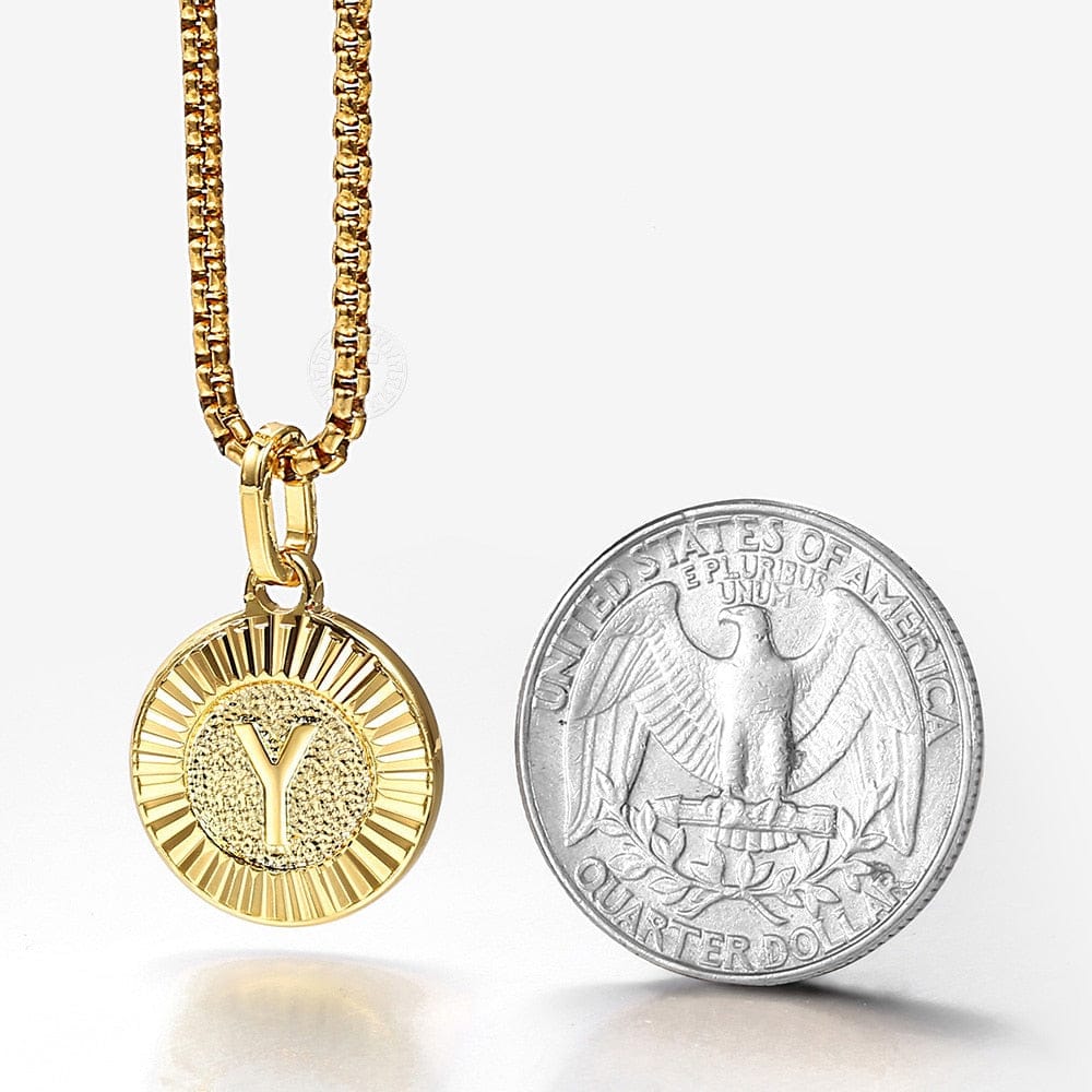 Circle Gold Initial Pendant Chain - Image 4