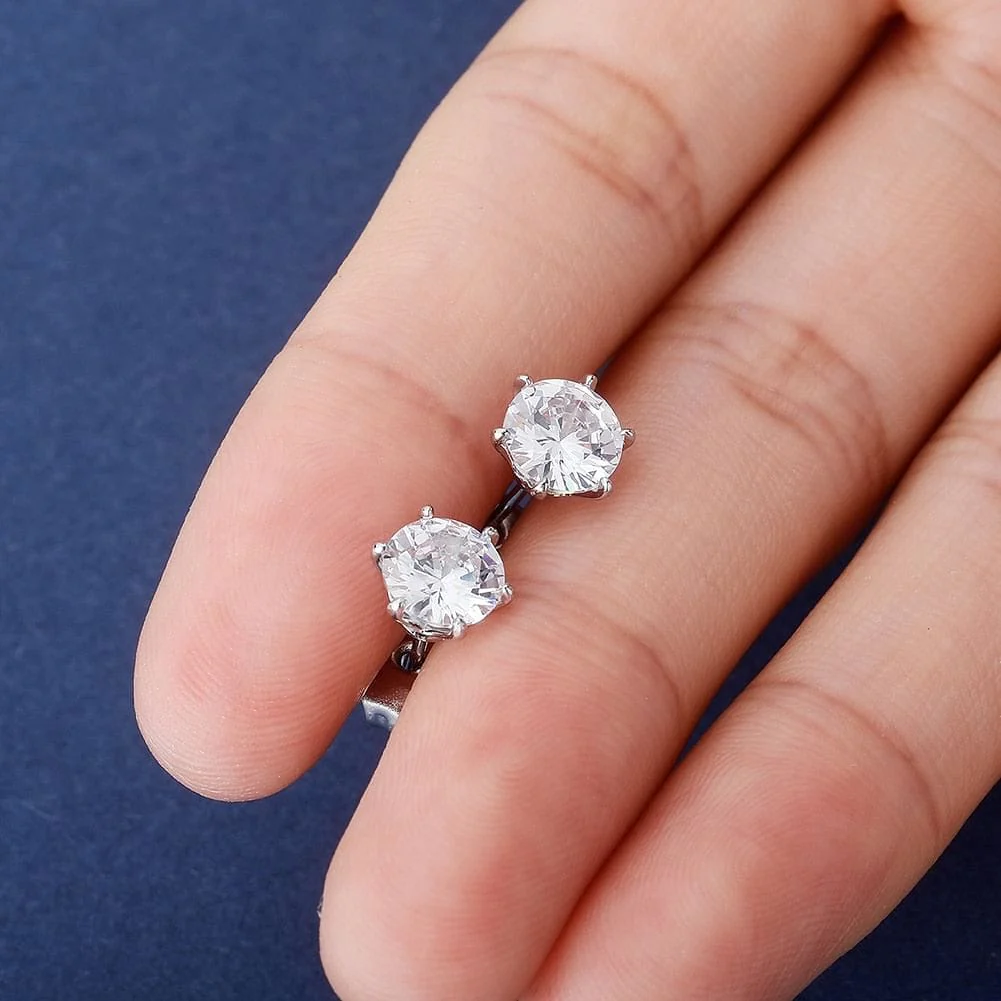 Classic 925 Sterling Silver 0.1-1 VVS Carat Moissanite Stud Earrings - Image 5